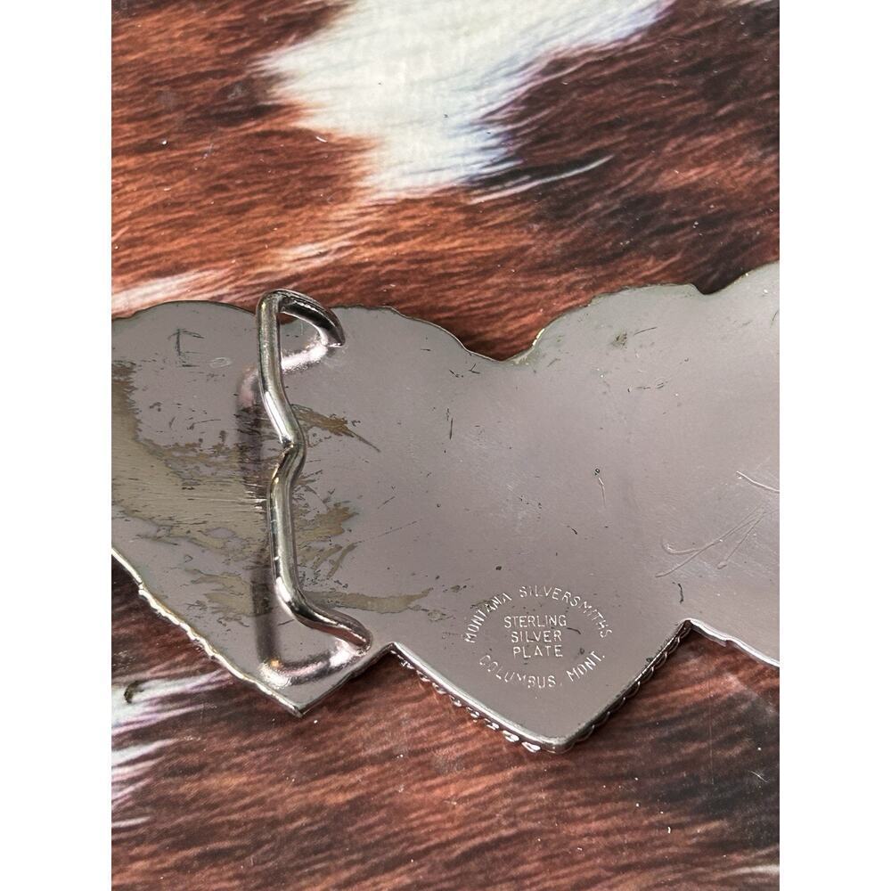 Vintage Triple Heart Sterling Silver Plate Montana Silversmiths Belt Buckle - Picture 9 of 10